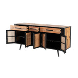 71" Natural Solid Wood Three Drawer Sideboard