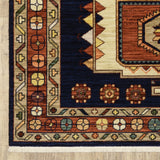9' X 12' Blue Red Machine Woven Medallions Indoor Area Rug
