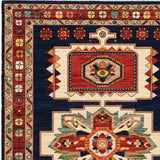 9' X 12' Blue Red Machine Woven Medallions Indoor Area Rug