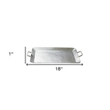 Silver Hammered Rectangle Serving Tray With Handles