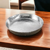 25" Silver Hammered Finish Round Tray