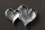 Two Section Textured Silver Heart Shaped Tray
