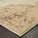 8’X11’ Ivory And Pink Medallion Area Rug