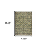 7’X10’ Ivory And Blue Geometric Area Rug