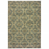 7’X10’ Ivory And Blue Geometric Area Rug