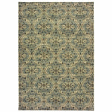7’X10’ Ivory And Blue Geometric Area Rug