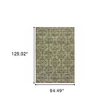 7’X10’ Ivory And Blue Geometric Area Rug