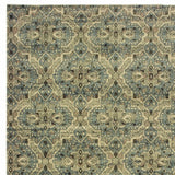 7’X10’ Ivory And Blue Geometric Area Rug