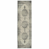 8’X11’ Ivory And Gray Pale Medallion Area Rug