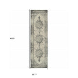 8’X11’ Ivory And Gray Pale Medallion Area Rug