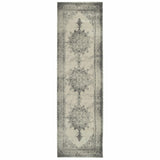 8’X11’ Ivory And Gray Pale Medallion Area Rug