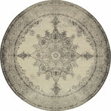 8’X11’ Ivory And Gray Pale Medallion Area Rug