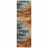 8’X11’ Blue And Red Distressed Area Rug