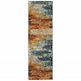 8’X11’ Blue And Red Distressed Area Rug
