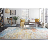 8’X11’ Blue And Red Distressed Area Rug