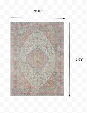 2’X3’ Ivory And Pink Oriental Scatter Rug