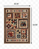 4’X6’ Brown And Red Ikat Patchwork Area Rug