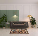 4’X6’ Brown And Red Ikat Patchwork Area Rug