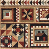 4’X6’ Brown And Red Ikat Patchwork Area Rug