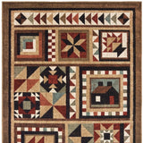 4’X6’ Brown And Red Ikat Patchwork Area Rug