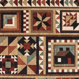 4’X6’ Brown And Red Ikat Patchwork Area Rug