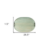 27" Green Oval Mango Indoor Outdoor Tray With Handles