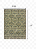 7’X10’ Ivory And Blue Geometric Area Rug