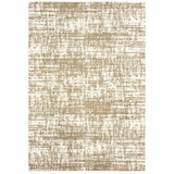7’X10’ Ivory And Gray Abstract Strokes Area Rug