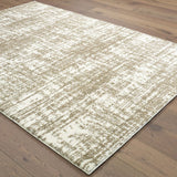 7’X10’ Ivory And Gray Abstract Strokes Area Rug