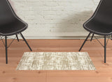 7’X10’ Ivory And Gray Abstract Strokes Area Rug