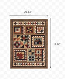 4’X6’ Brown And Red Ikat Patchwork Area Rug