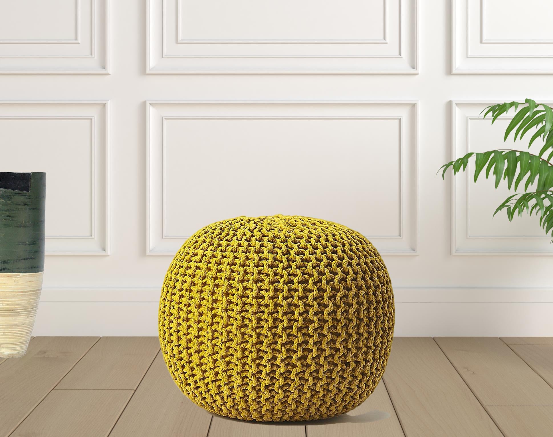 19" Gold Round Pouf Ottoman