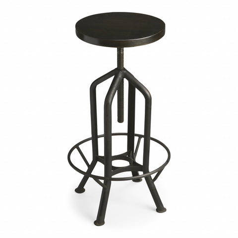 " Black Swivel Backless Bar Chair