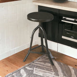 " Black Iron Backless Adjustable Height Bar Chair