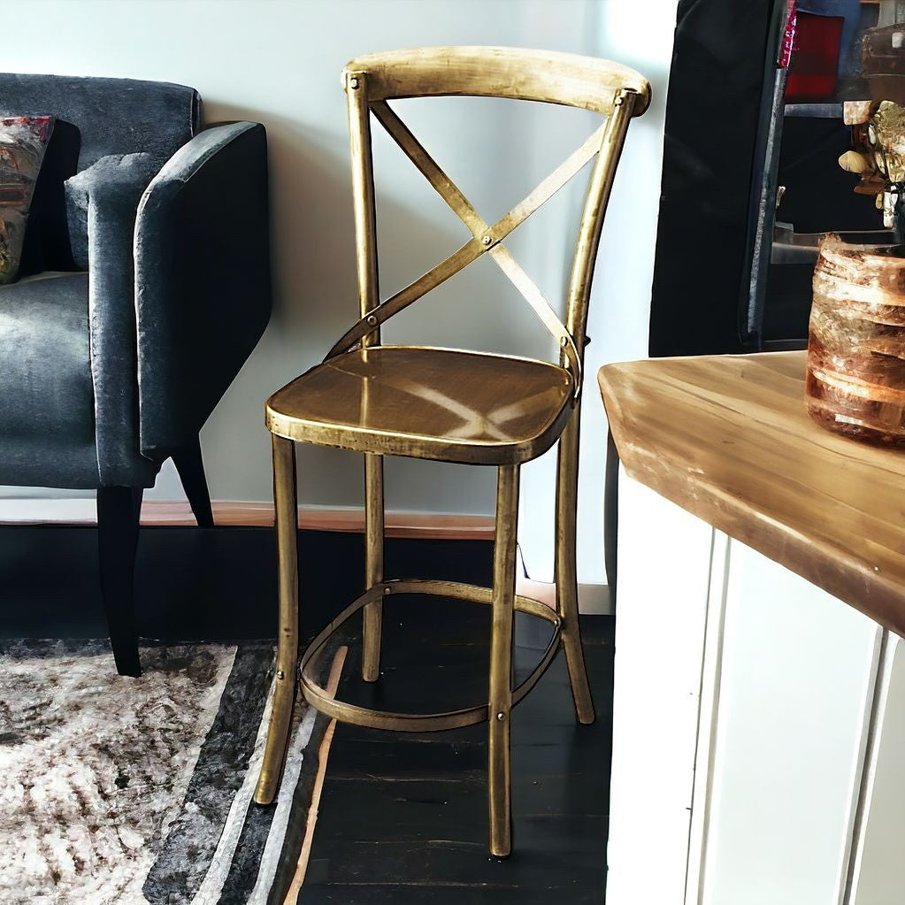 24" Gold Iron Bar Chair