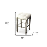 30" White And Silver Backless Counter Height Bar Chair