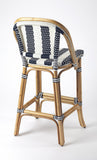 28" Blue And Natural Bar Chair