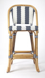 28" Blue And Natural Bar Chair