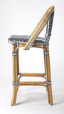 28" Blue And Natural Bar Chair