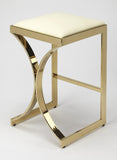 24" Off White And Gold Faux Leather And Iron Backless Counter Height Bar Chair