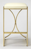 24" Off White And Gold Faux Leather And Iron Backless Counter Height Bar Chair