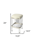 24" White And Clear Acrylic Backless Counter Height Bar Chair