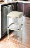 24" White And Clear Acrylic Backless Counter Height Bar Chair