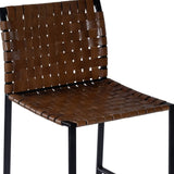 28" Brown And Black Leather And Steel Bar Chair