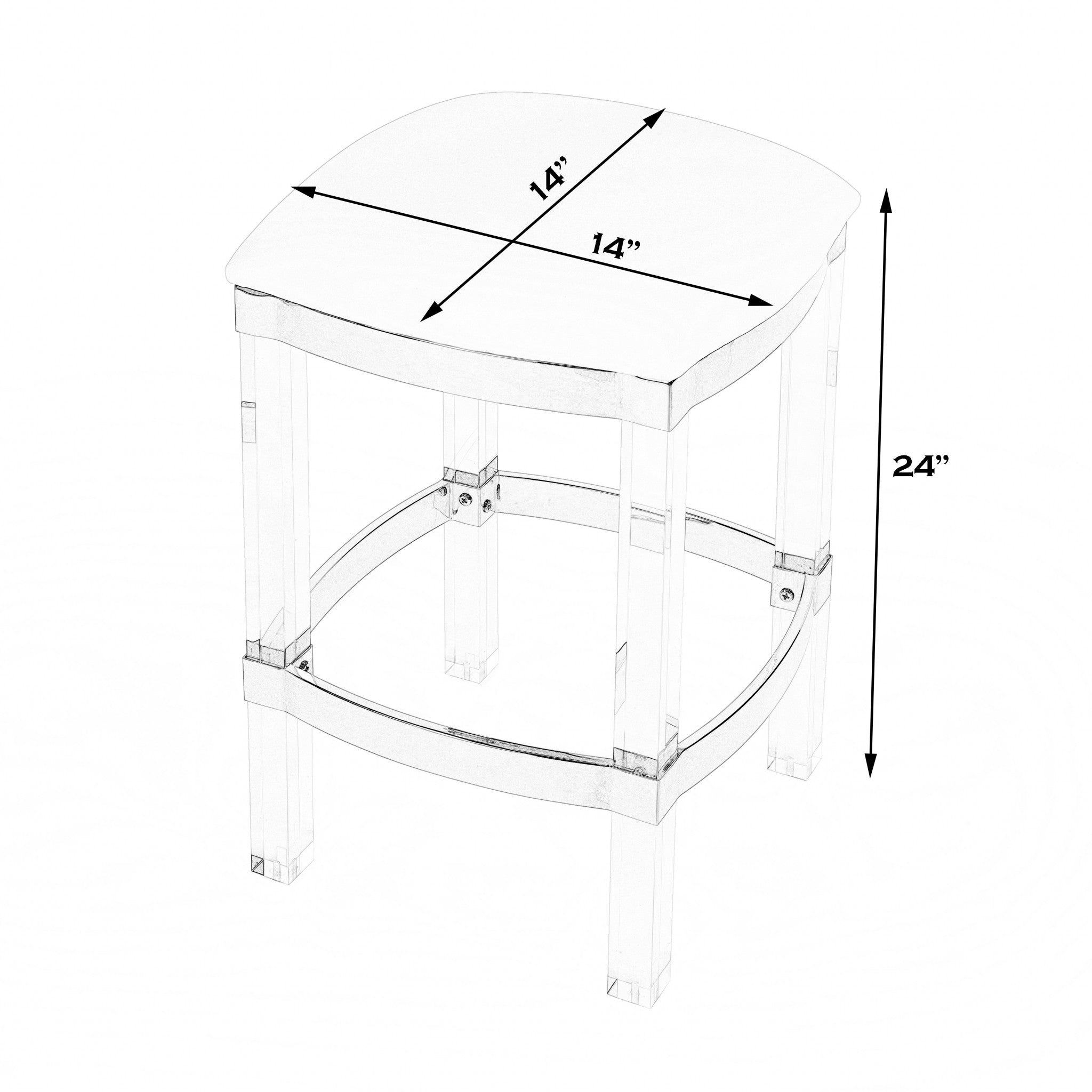 24" White And Clear Acrylic Backless Counter Height Bar Chair