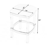 24" White And Clear Acrylic Backless Counter Height Bar Chair