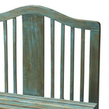 Antiqued Blue Solid Wood Bench