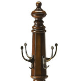 69" Brown Cherry Free Standing Four Hook Coat Rack