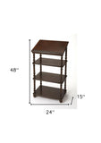 24" Dark Brown Poplar Solid Manufactured Wood Secretary Desk