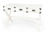 46" White Rubberwood Wood Writing Desk With Three Drawers
